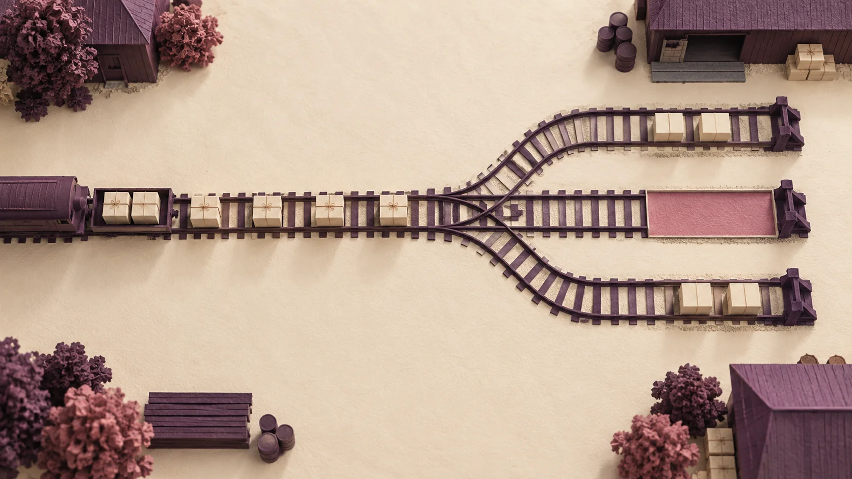 Several railway sidings share one incoming line, illustrating shared campaign capacity.