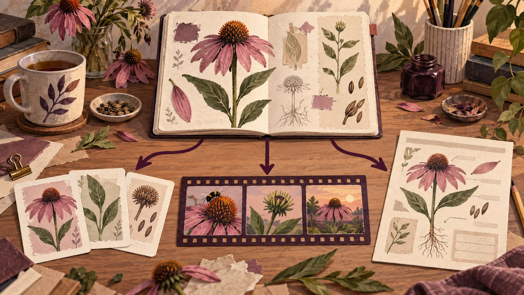 One illustrated lesson is adapted into teaching cards, a filmstrip and a worksheet.